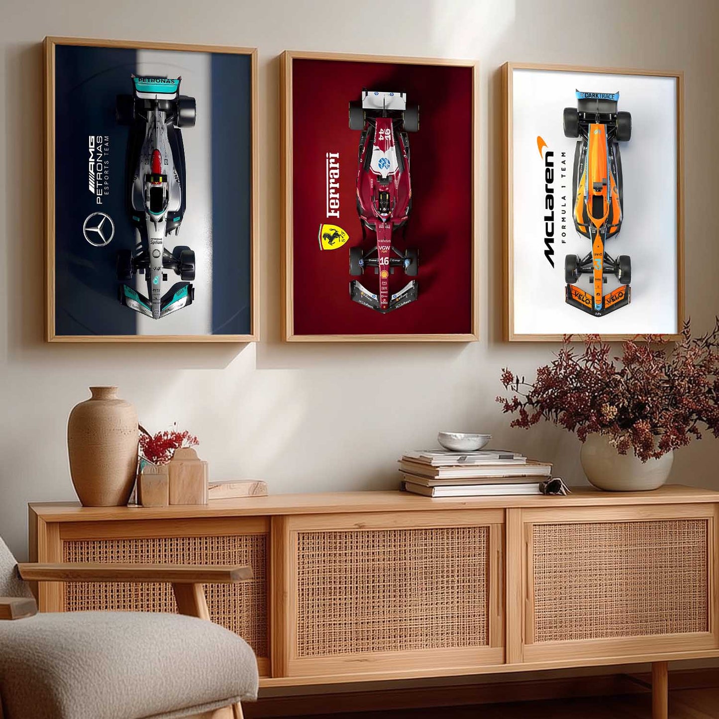 Big McLaren Ferrai Mercedes F1 Cars Wall Art Paintings for Living Room Bedroom