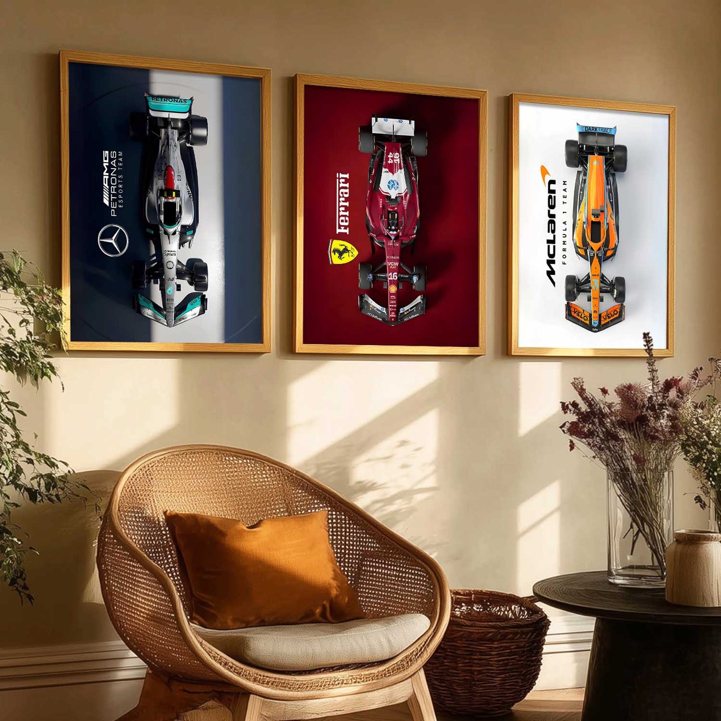 Big McLaren Ferrai Mercedes F1 Cars Wall Art Paintings for Living Room Bedroom