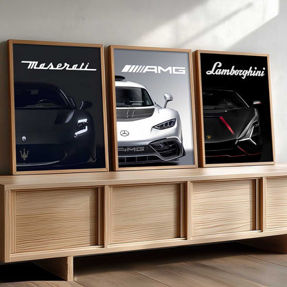 Big Lamborghini Maserati Mercedes AMG Cars Wall Art Paintings for Living Room Bedroom
