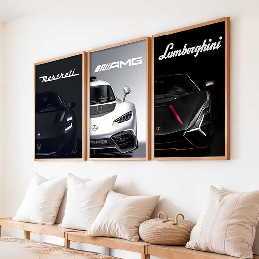 Big Lamborghini Maserati Mercedes AMG Cars Wall Art Paintings for Living Room Bedroom