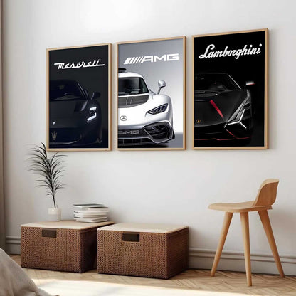 Big Lamborghini Maserati Mercedes AMG Cars Wall Art Paintings for Living Room Bedroom
