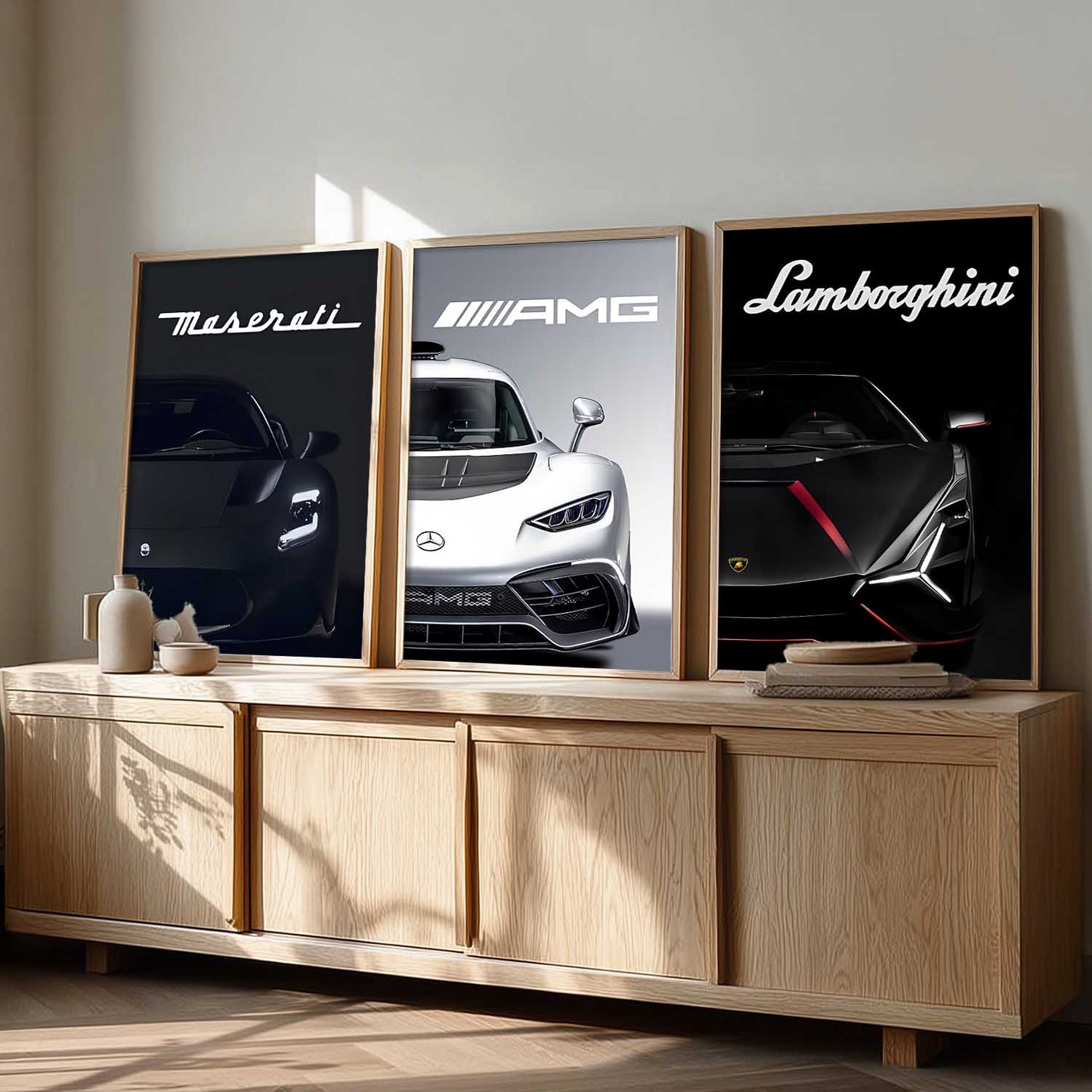 Big Lamborghini Maserati Mercedes AMG Cars Wall Art Paintings for Living Room Bedroom
