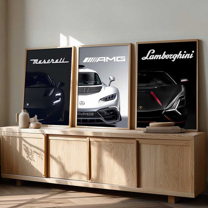 Big Lamborghini Maserati Mercedes AMG Cars Wall Art Paintings for Living Room Bedroom