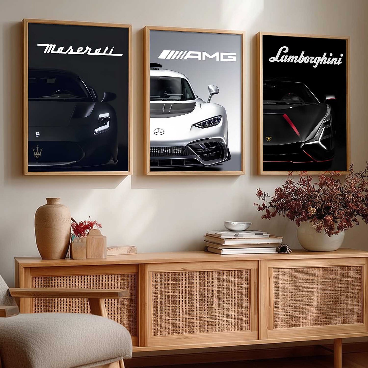 Big Lamborghini Maserati Mercedes AMG Cars Wall Art Paintings for Living Room Bedroom