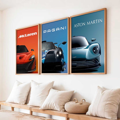 Big McLaren Pagani Aston Martin Cars Wall Art Paintings for Living Room Bedroom