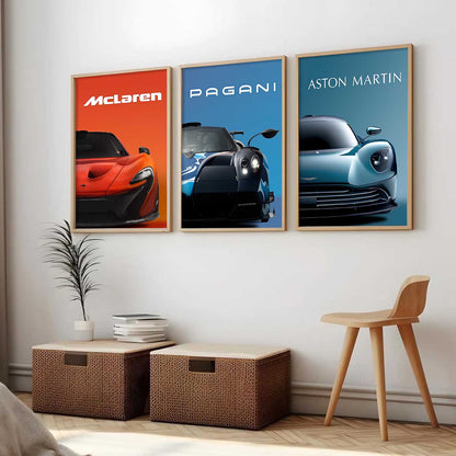 Big McLaren Pagani Aston Martin Cars Wall Art Paintings for Living Room Bedroom
