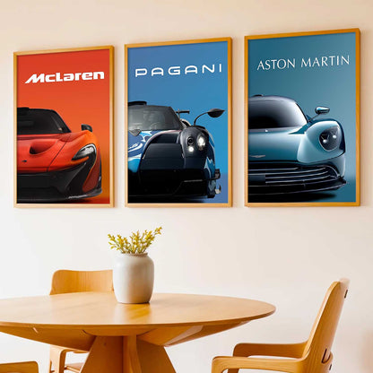 Big McLaren Pagani Aston Martin Cars Wall Art Paintings for Living Room Bedroom