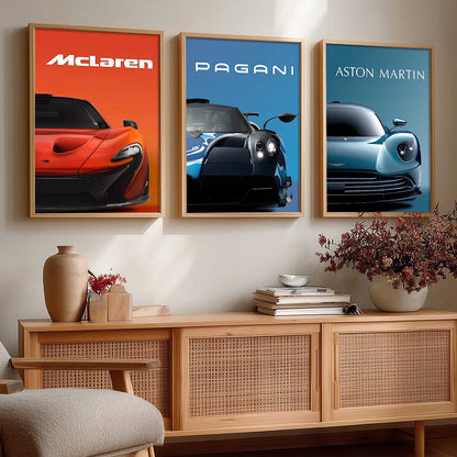 Big McLaren Pagani Aston Martin Cars Wall Art Paintings for Living Room Bedroom