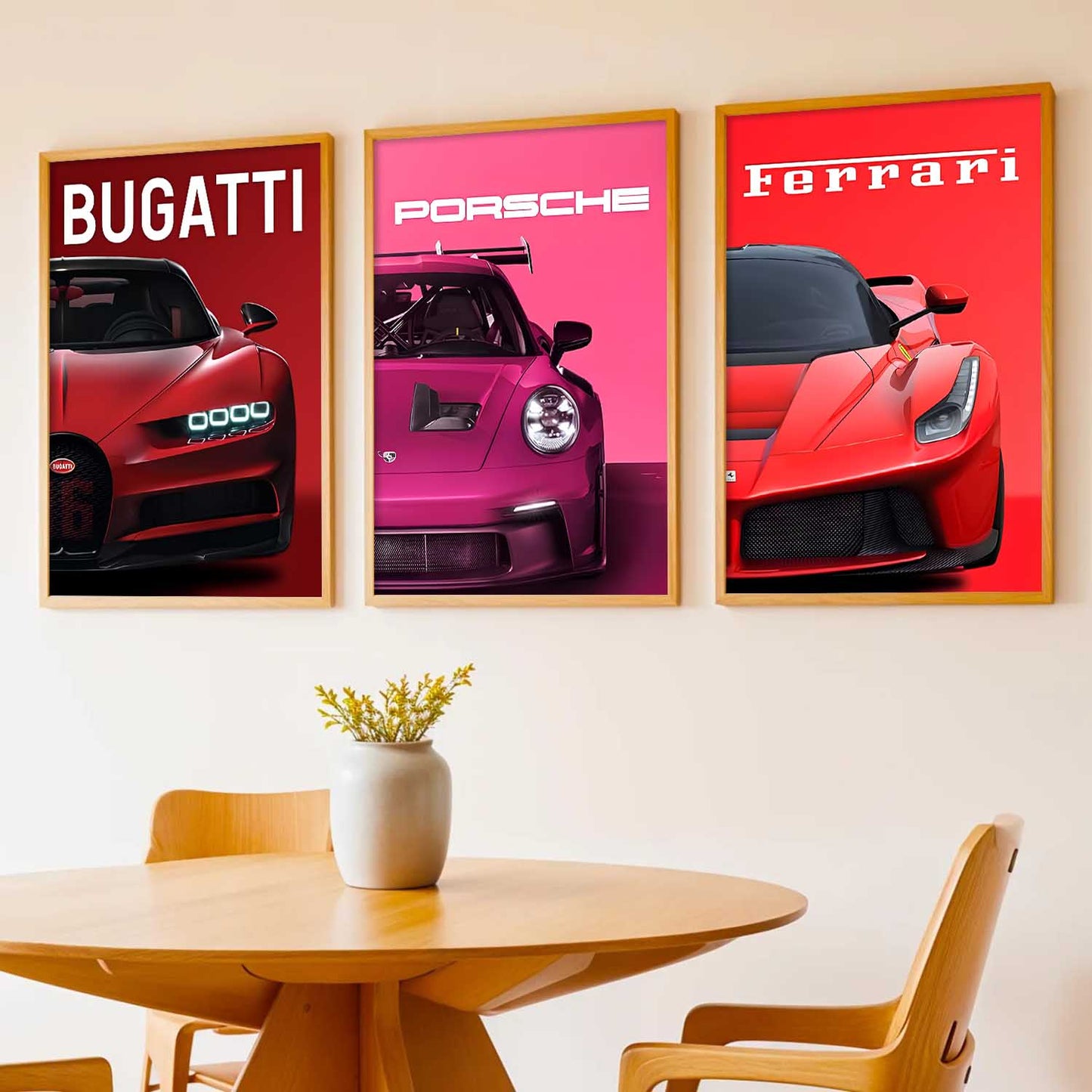 Big Bugatti Porsche 911 Ferrari Cars Wall Art Paintings for Living Room Bedroom