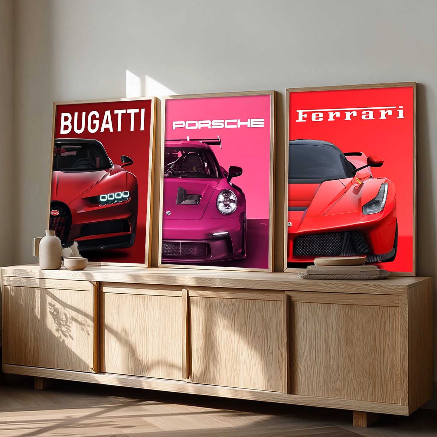 Big Bugatti Porsche 911 Ferrari Cars Wall Art Paintings for Living Room Bedroom