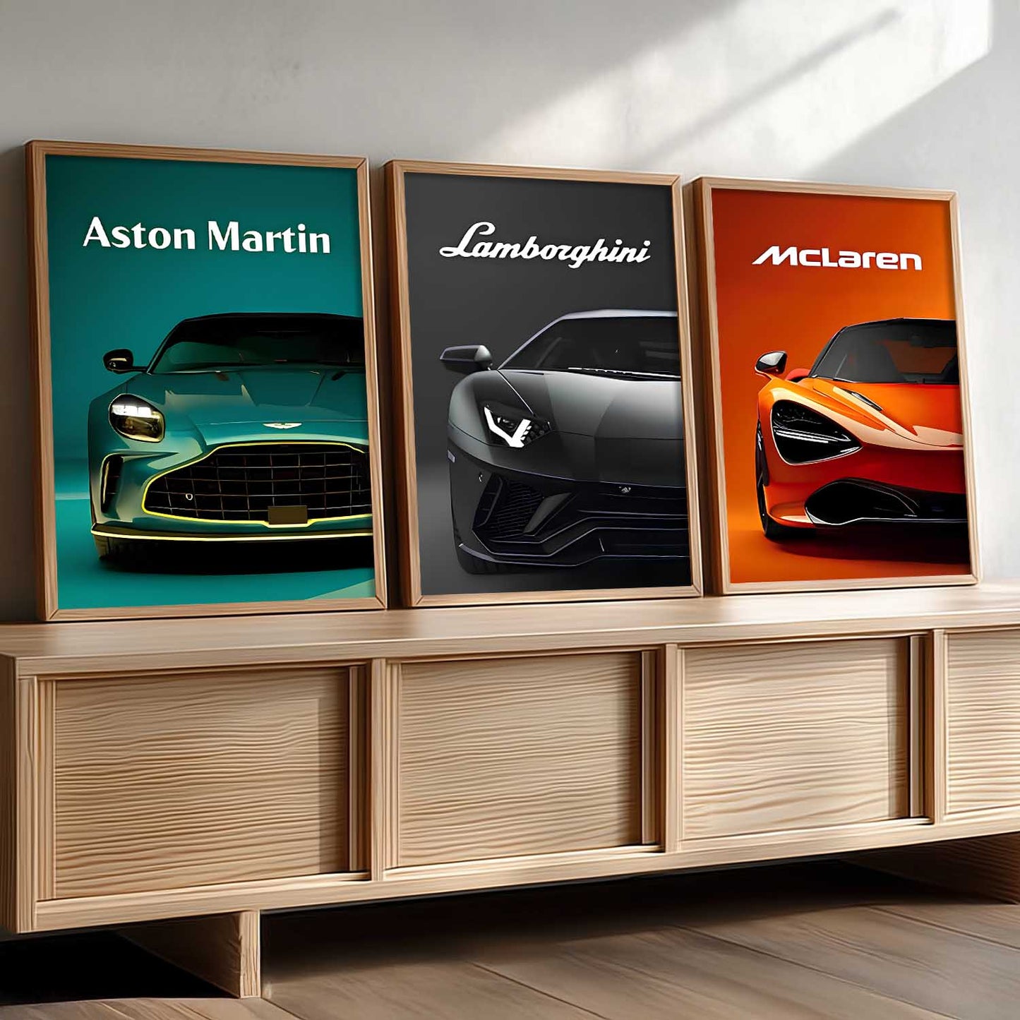 Big Aston Martin, Lamborghini, McLaren Cars Wall Art Paintings for Living Room Bedroom