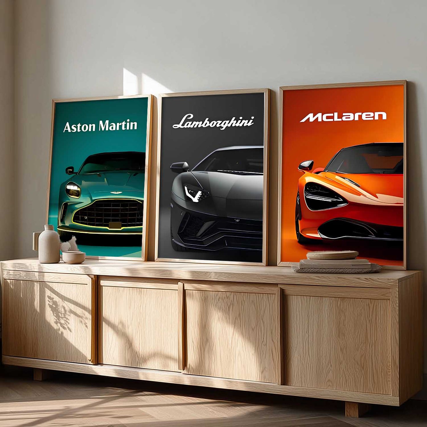 Big Aston Martin, Lamborghini, McLaren Cars Wall Art Paintings for Living Room Bedroom