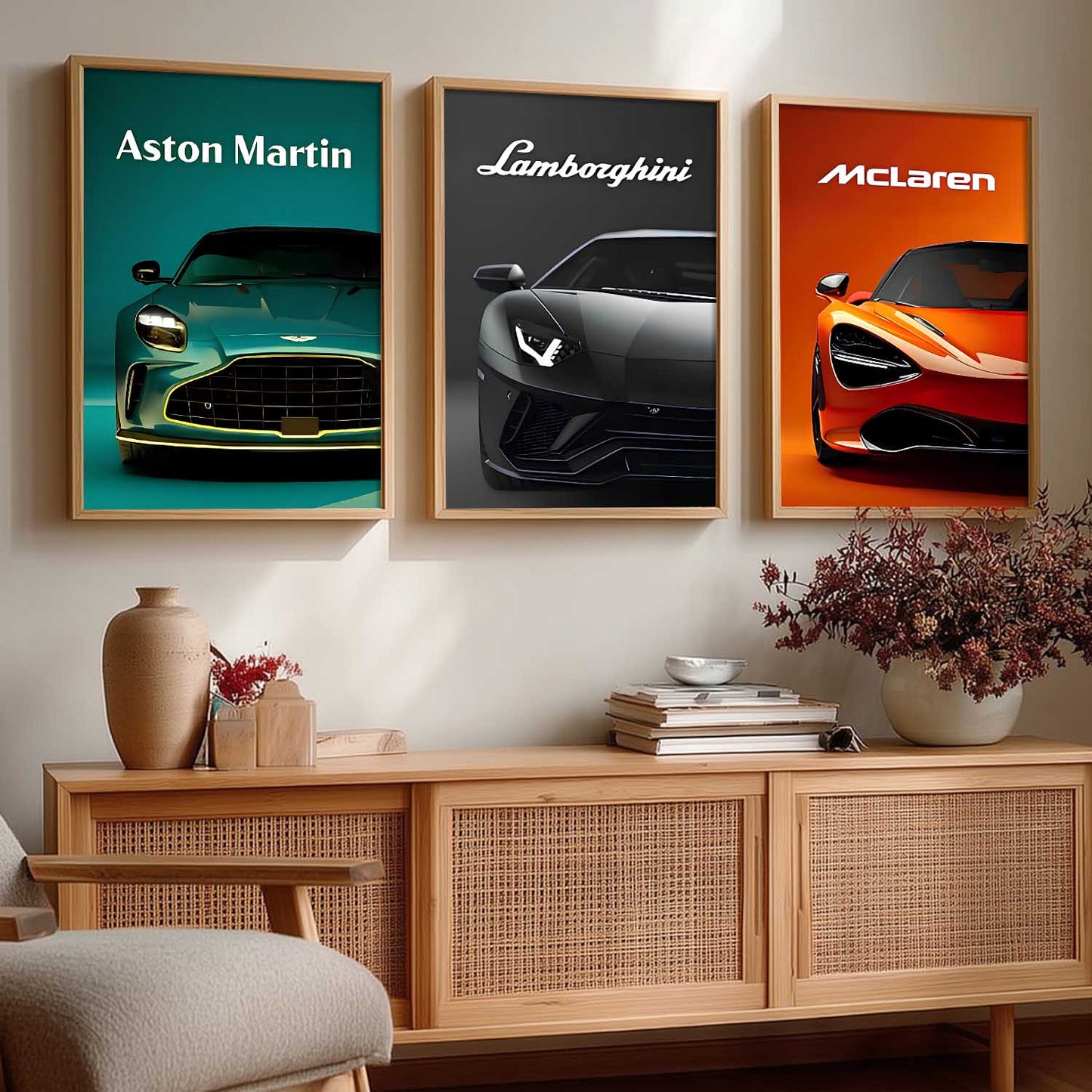 Big Aston Martin, Lamborghini, McLaren Cars Wall Art Paintings for Living Room Bedroom