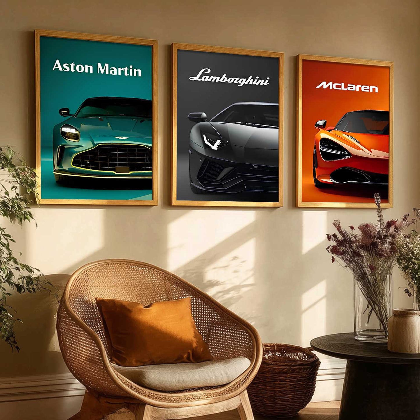 Big Aston Martin, Lamborghini, McLaren Cars Wall Art Paintings for Living Room Bedroom
