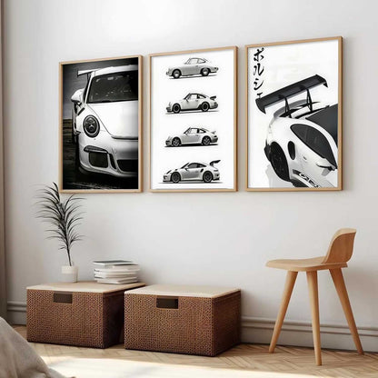 Big Porsche 911 GT3RS Cars Wall Art Paintings for Living Room Bedroom