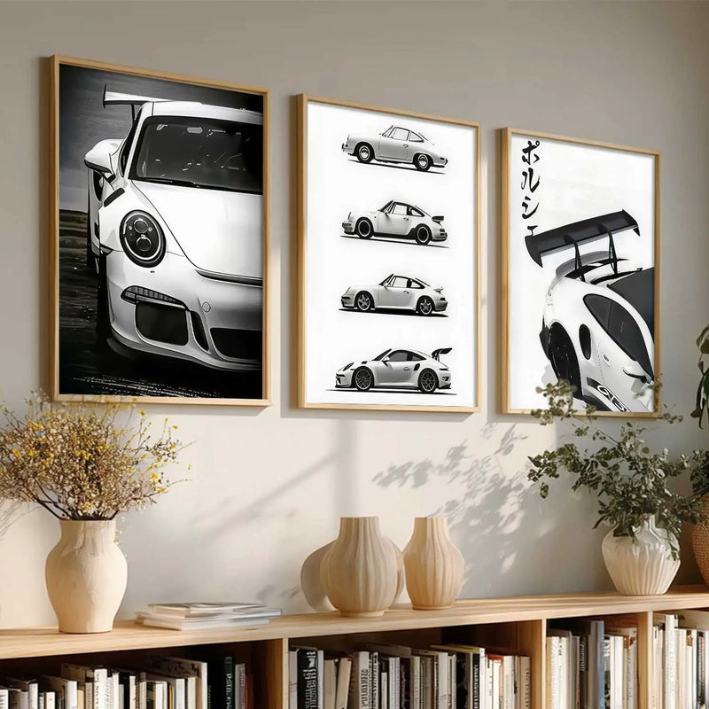 Big Porsche 911 GT3RS Cars Wall Art Paintings for Living Room Bedroom