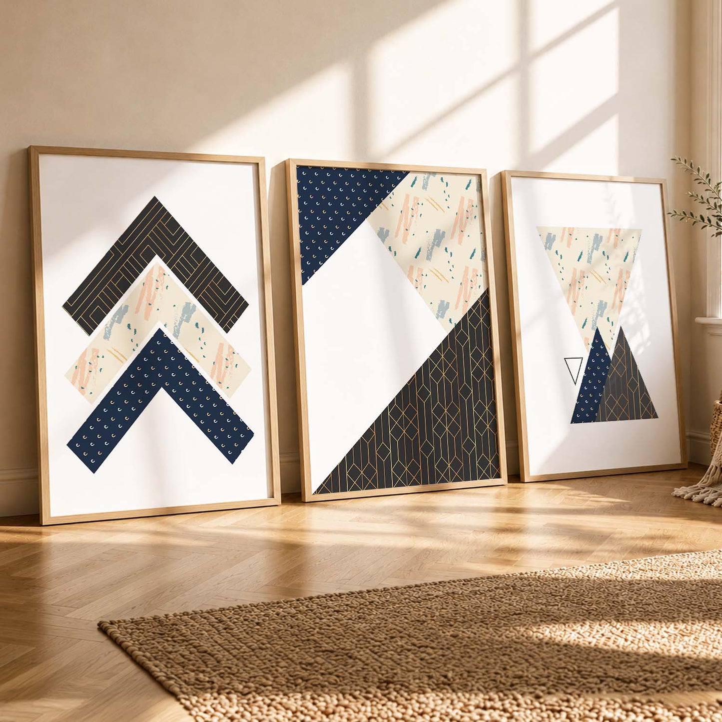 Contemporary Abstract Wall Art - Modern Geometric Art Framed Posters and Prints