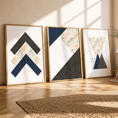 Contemporary Abstract Wall Art - Modern Geometric Art Framed Posters and Prints