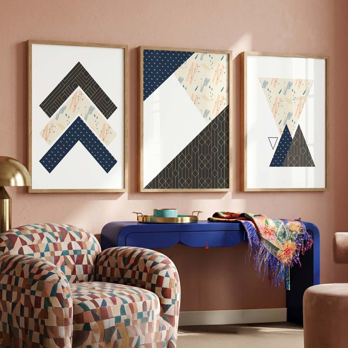 Contemporary Abstract Wall Art - Modern Geometric Art Framed Posters and Prints