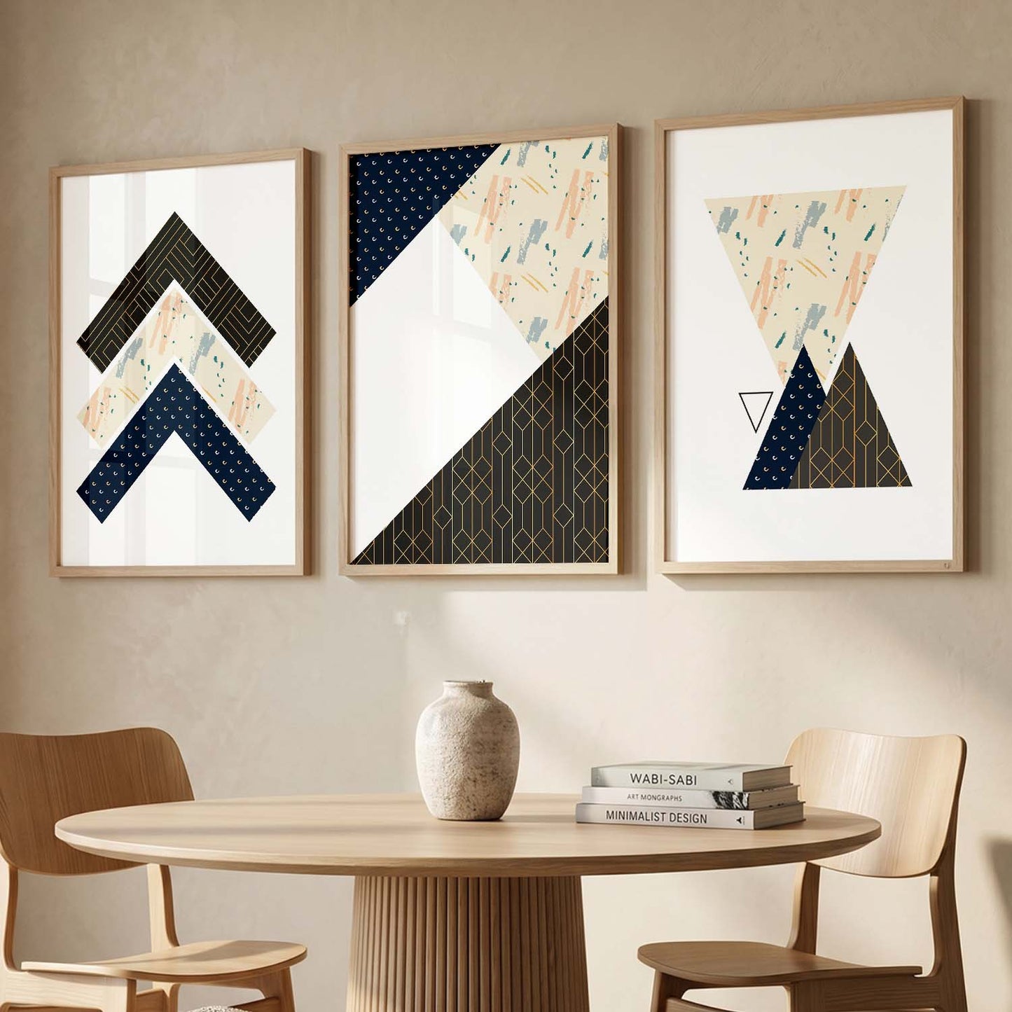 Contemporary Abstract Wall Art - Modern Geometric Art Framed Posters and Prints