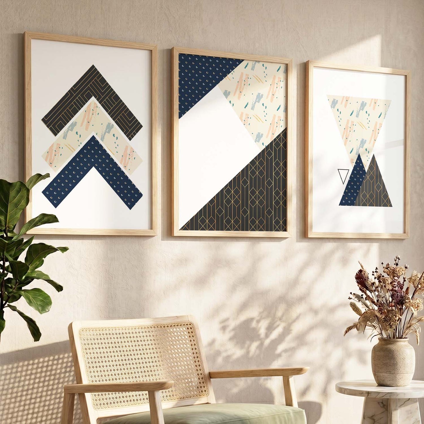 Contemporary Abstract Wall Art - Modern Geometric Art Framed Posters and Prints