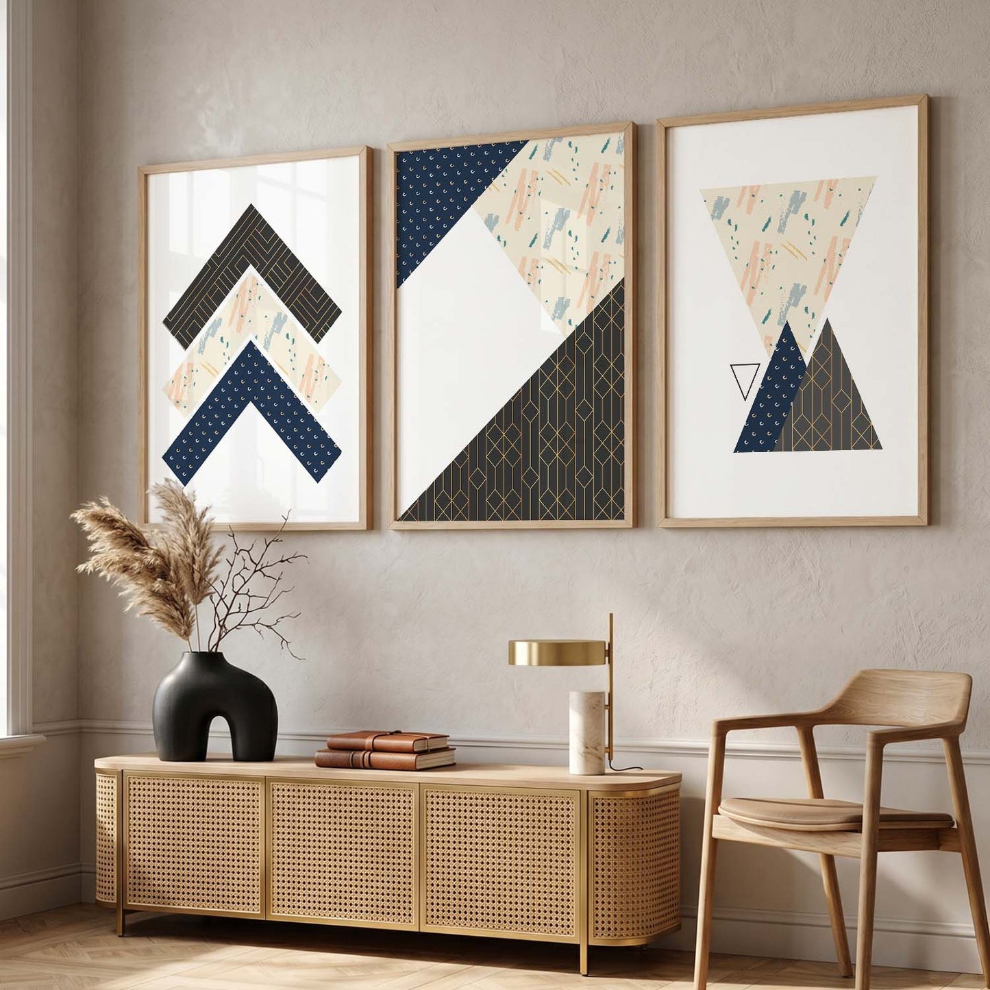 Contemporary Abstract Wall Art - Modern Geometric Art Framed Posters and Prints