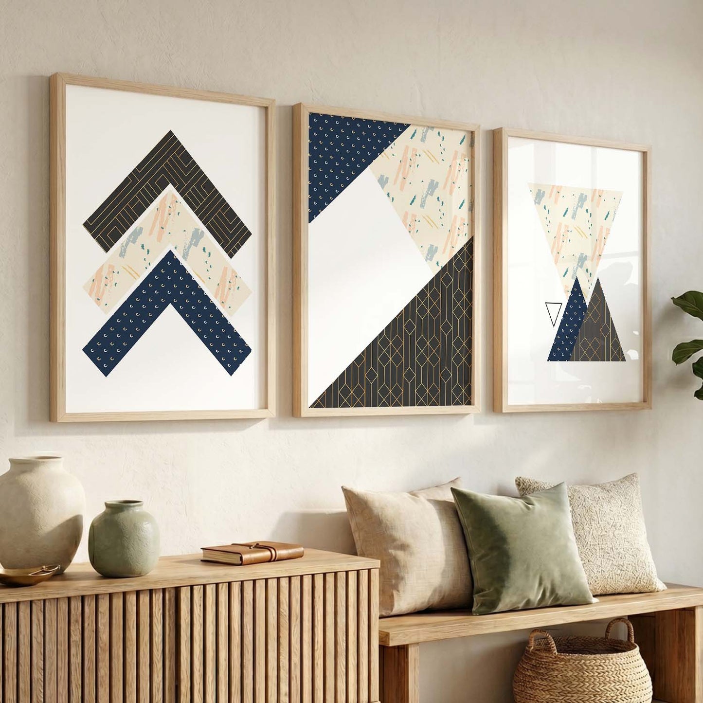 Contemporary Abstract Wall Art - Modern Geometric Art Framed Posters and Prints