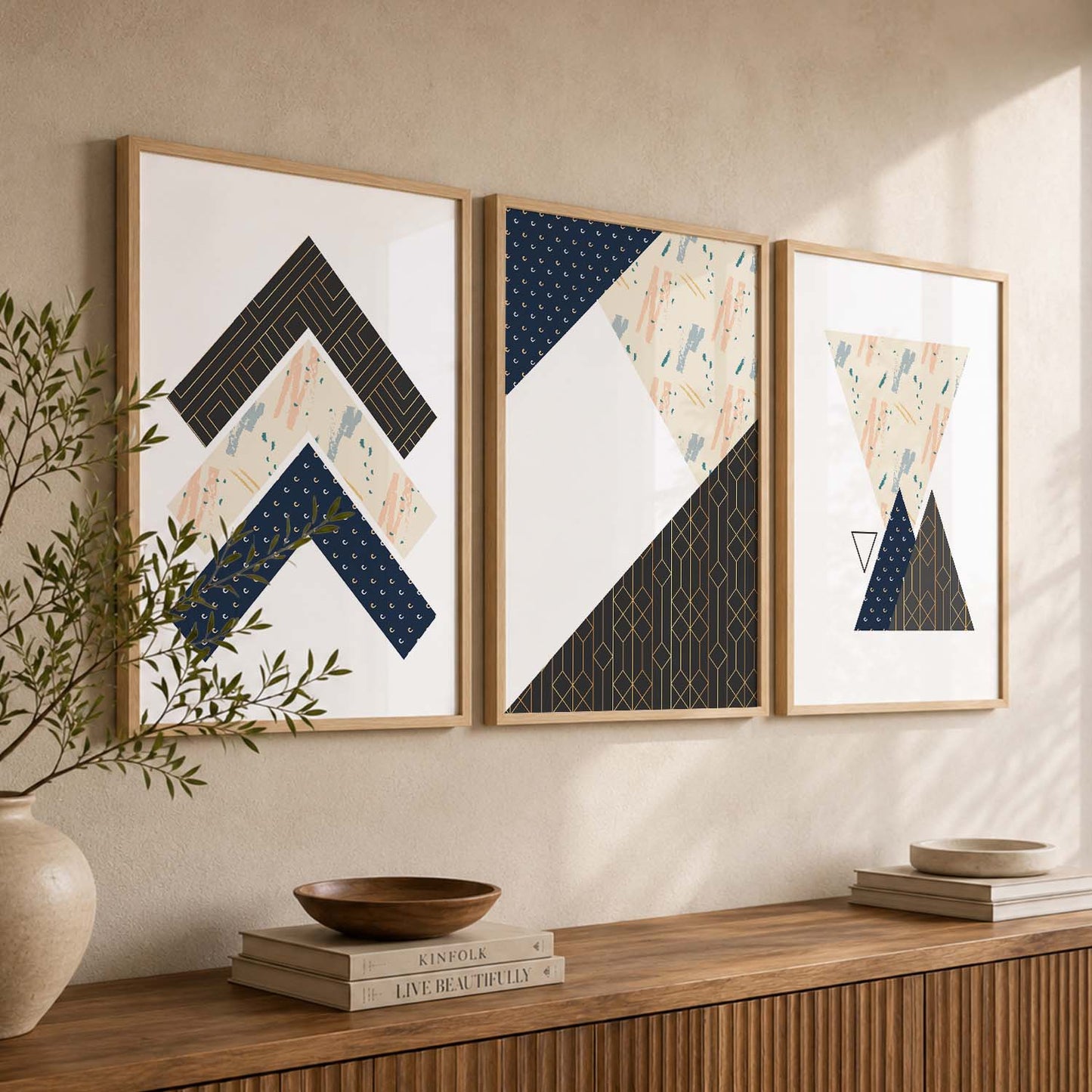 Contemporary Abstract Wall Art - Modern Geometric Art Framed Posters and Prints