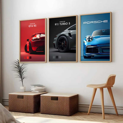 Big Porsche 911TURBO GT4RS Cars Wall Art Paintings for Living Room Bedroom