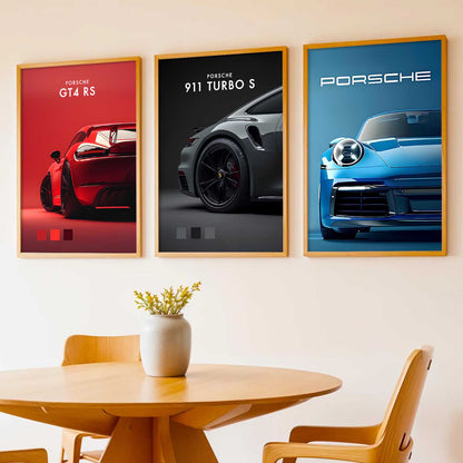 Big Porsche 911TURBO GT4RS Cars Wall Art Paintings for Living Room Bedroom