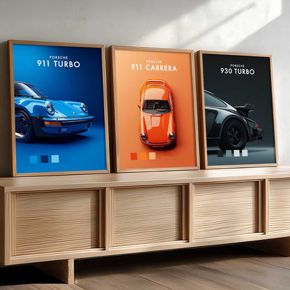 Big Porsche 911 930TURBO Cars Wall Art Paintings for Living Room Bedroom