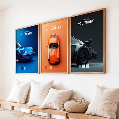 Big Porsche 911 930TURBO Cars Wall Art Paintings for Living Room Bedroom