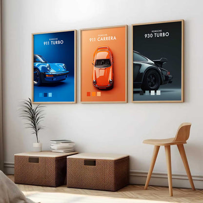 Big Porsche 911 930TURBO Cars Wall Art Paintings for Living Room Bedroom