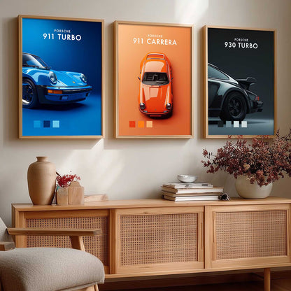 Big Porsche 911 930TURBO Cars Wall Art Paintings for Living Room Bedroom