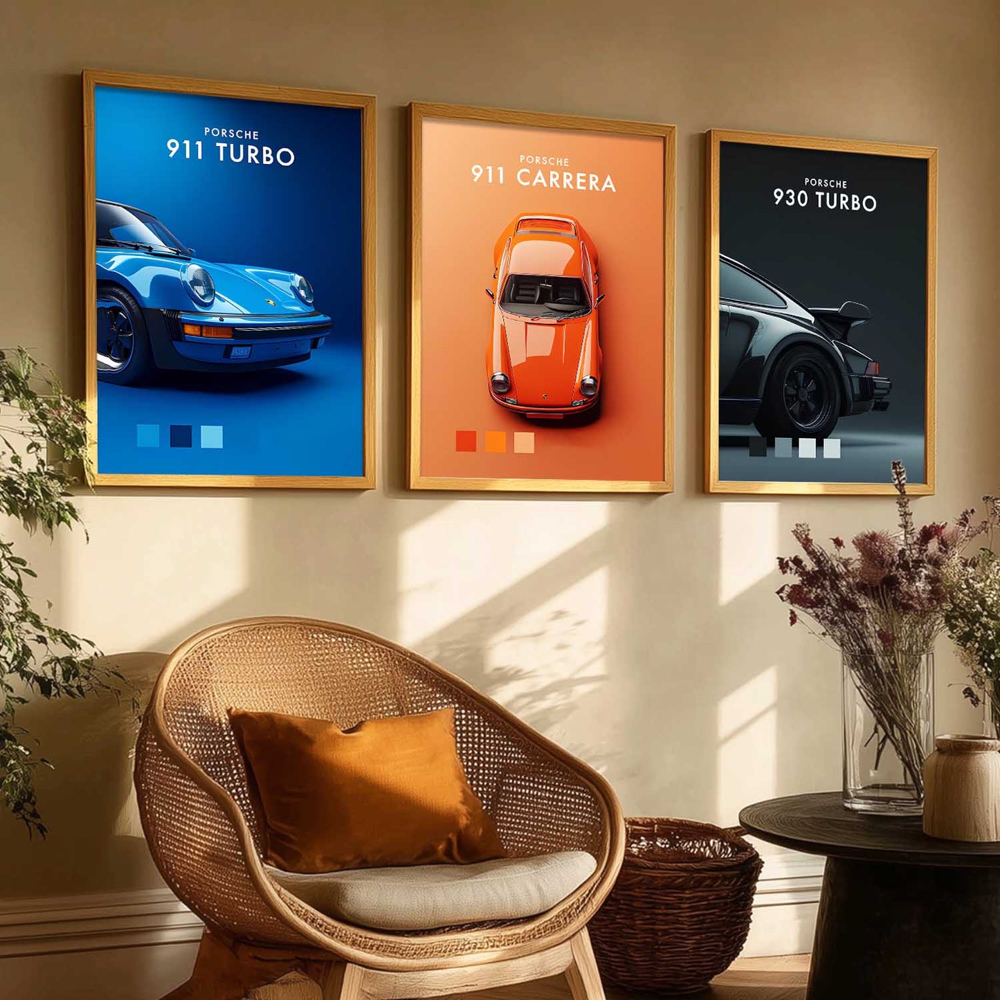 Big Porsche 911 930TURBO Cars Wall Art Paintings for Living Room Bedroom