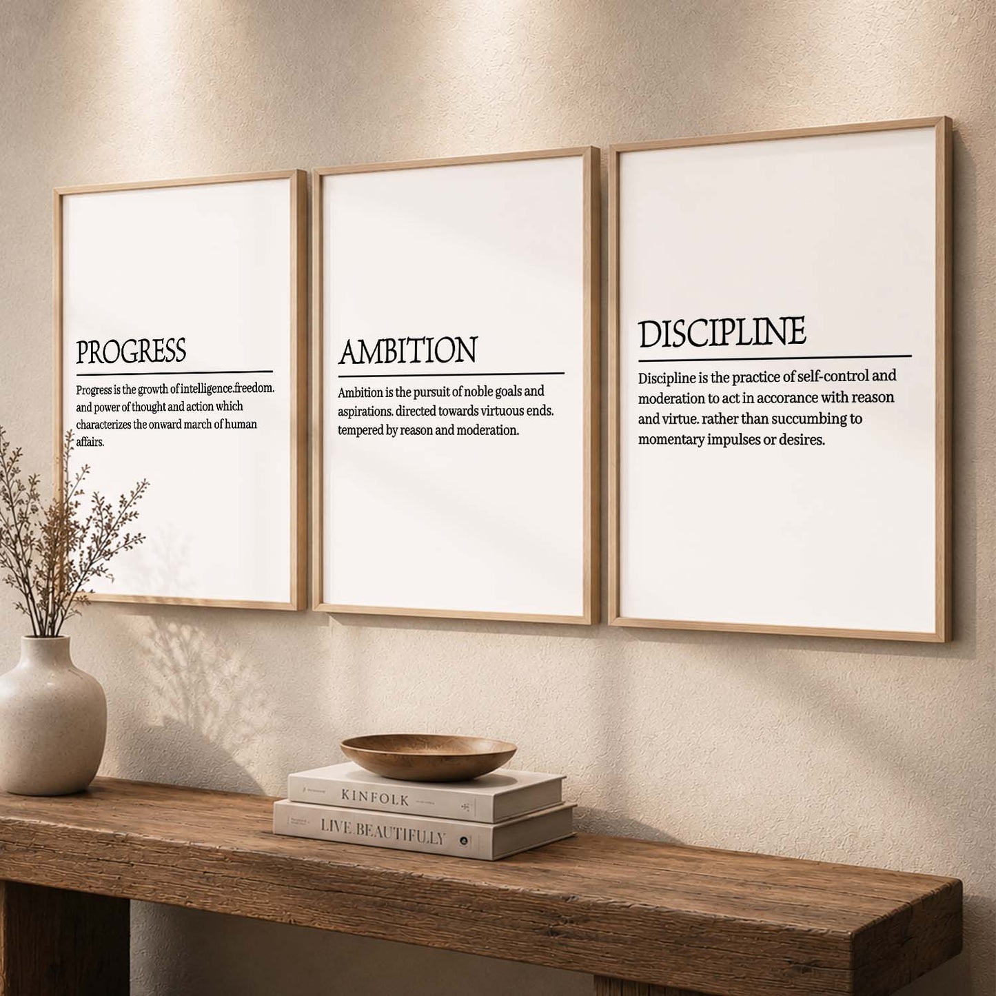 Daily Affirmations Wall Art Set of 3 Framed Prints for Home Office