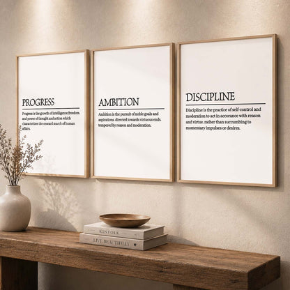 Daily Affirmations Wall Art Set of 3 Framed Prints for Home Office