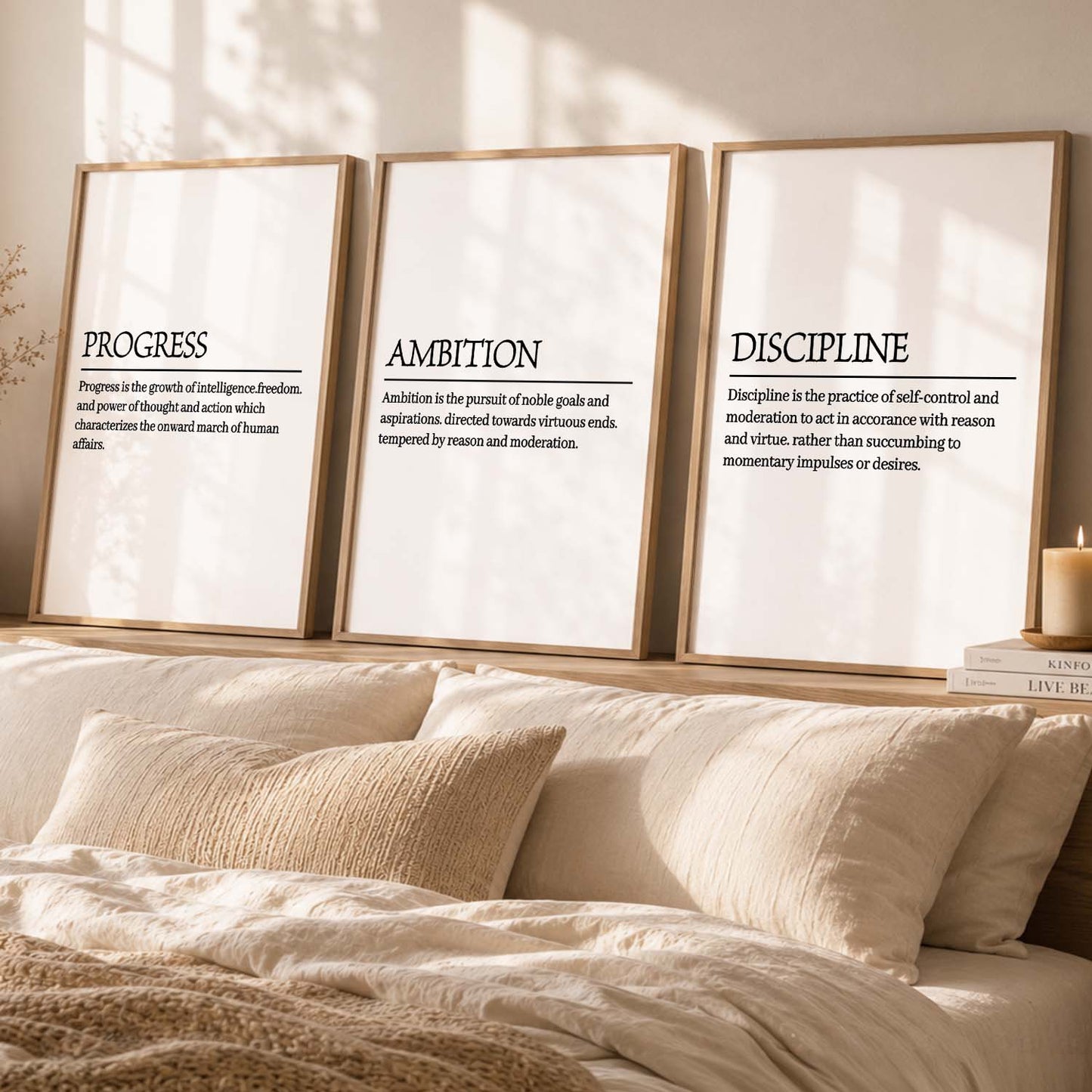 Daily Affirmations Wall Art Set of 3 Framed Prints for Home Office