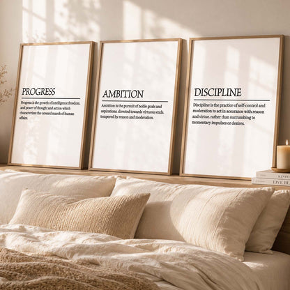 Daily Affirmations Wall Art Set of 3 Framed Prints for Home Office