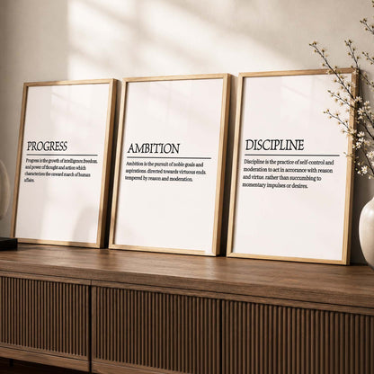Daily Affirmations Wall Art Set of 3 Framed Prints for Home Office