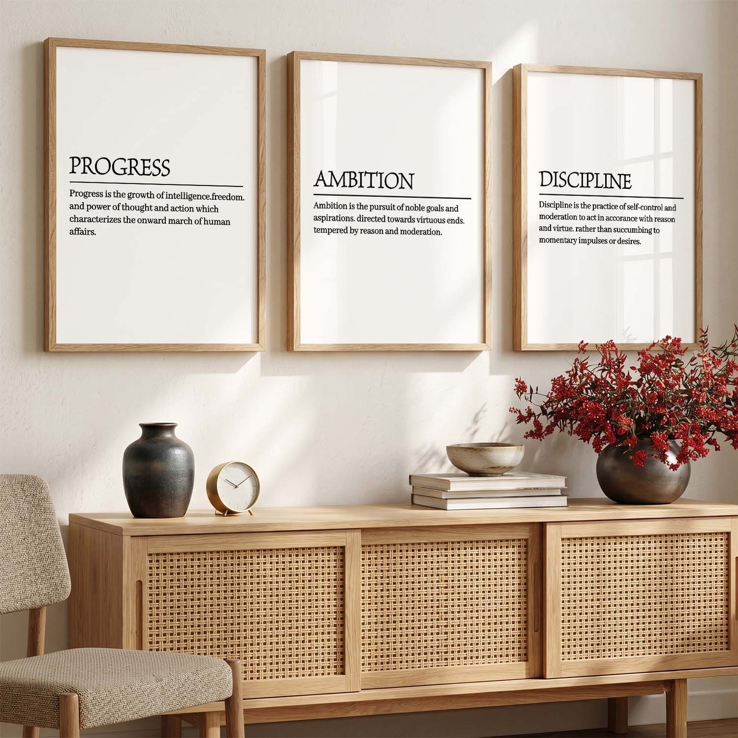 Daily Affirmations Wall Art Set of 3 Framed Prints for Home Office