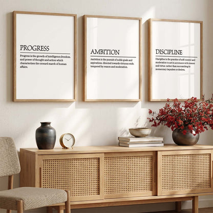 Daily Affirmations Wall Art Set of 3 Framed Prints for Home Office