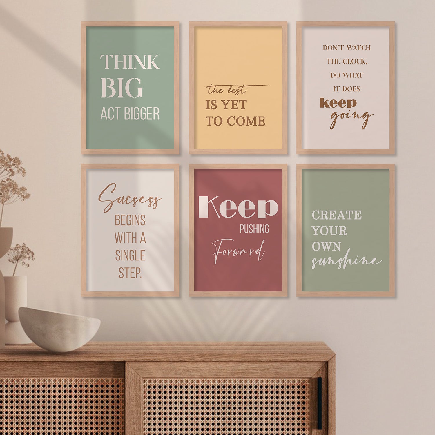 Motivational Quotes Pastel Colors Posters with Frame for Office Living Room Bedroom Study Room School Wall Decor-Kotart