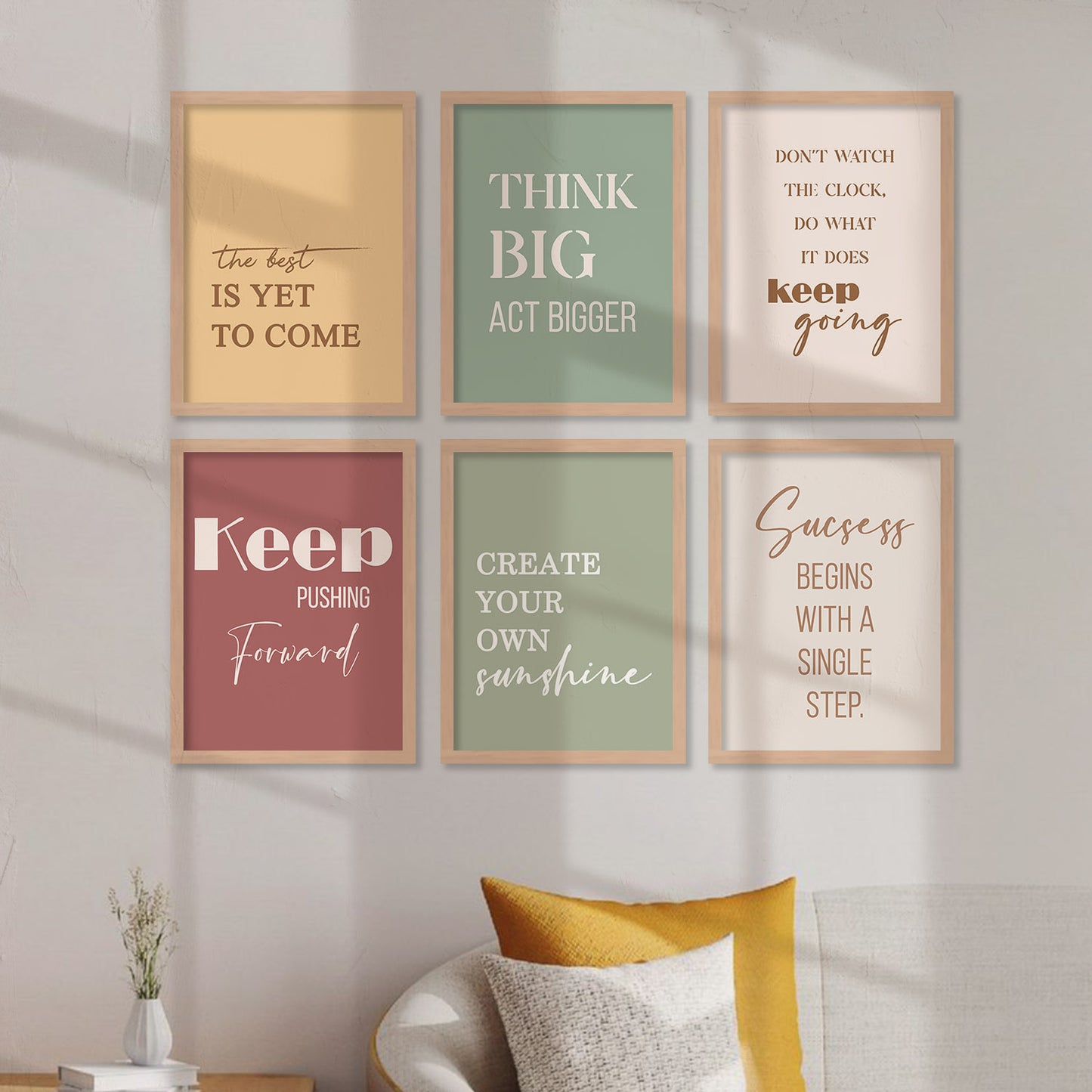 Motivational Quotes Pastel Colors Posters with Frame for Office Living Room Bedroom Study Room School Wall Decor-Kotart