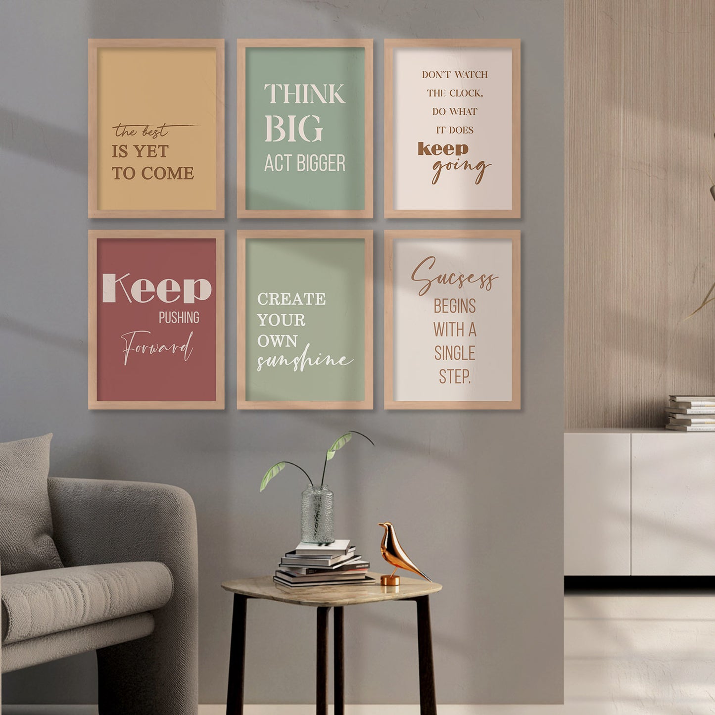 Motivational Quotes Pastel Colors Posters with Frame for Office Living Room Bedroom Study Room School Wall Decor-Kotart