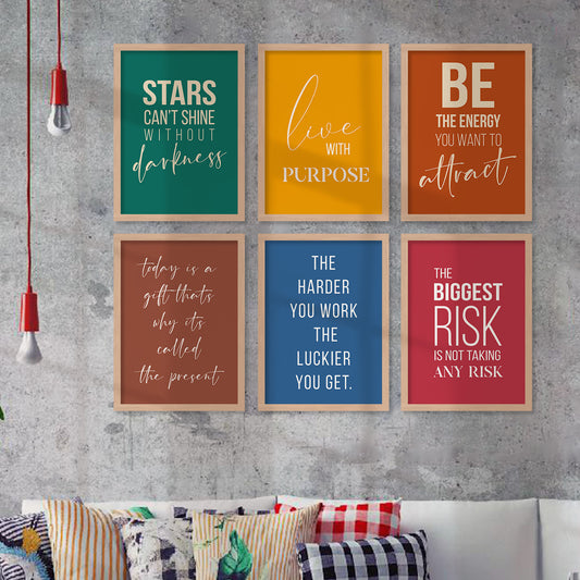 Motivational Quotes Vibrant Colors Posters with Frame for Office Living Room Bedroom Study Room School Wall Decor-Kotart