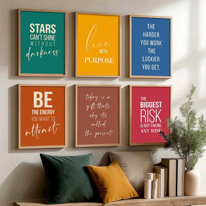 Motivational Quotes Vibrant Colors Posters with Frame for Office Living Room Bedroom Study Room School Wall Decor Set of 6 by Kotart store