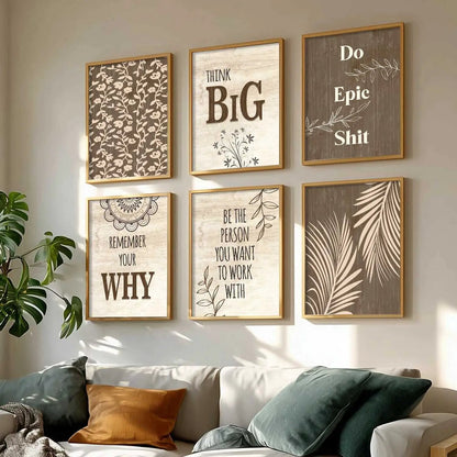 Motivational Quotes Framed Posters for Home Living Room Bedroom and Office Wall Decor Set of 6