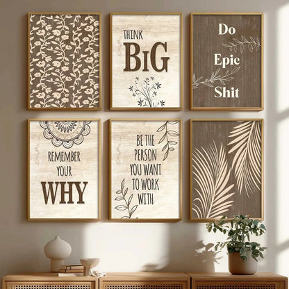 Motivational Quotes Framed Posters for Home Living Room Bedroom and Office Wall Decor Set of 6
