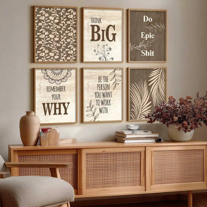 Motivational Quotes Framed Posters for Home Living Room Bedroom and Office Wall Decor Set of 6